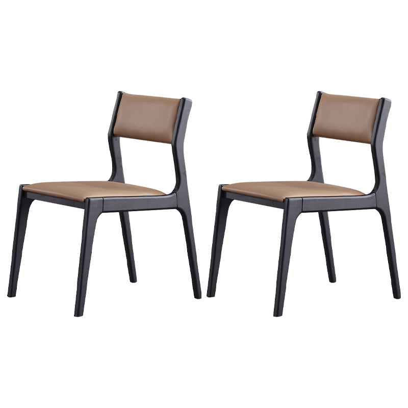 Contemporary Armless Dining Chairs Open Back Side Chair for Kitchen with Wooden Legs Coffee 2 Piece Set Clearhalo ' kitchen&dining_furn' 'Dining Chairs' 'Dining Tables & Seating' 'dining_chair' 'furn' 'furn_dining_chair' 'Furniture' 'furniture_dining_chair' 'Kitchen & Dining Furniture' 'kitchen' 4238672