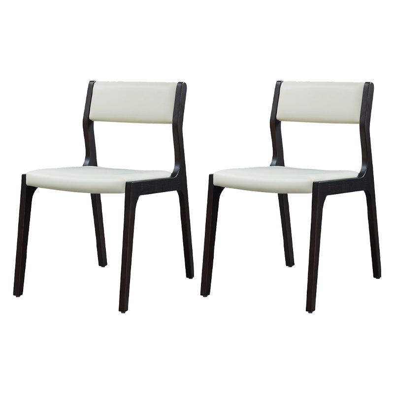 Contemporary Armless Dining Chairs Open Back Side Chair for Kitchen with Wooden Legs Off-White 2 Piece Set Clearhalo ' kitchen&dining_furn' 'Dining Chairs' 'Dining Tables & Seating' 'dining_chair' 'furn' 'furn_dining_chair' 'Furniture' 'furniture_dining_chair' 'Kitchen & Dining Furniture' 'kitchen' 4238674