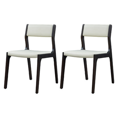 Contemporary Armless Dining Chairs Open Back Side Chair for Kitchen with Wooden Legs Off-White 2 Piece Set Clearhalo ' kitchen&dining_furn' 'Dining Chairs' 'Dining Tables & Seating' 'dining_chair' 'furn' 'furn_dining_chair' 'Furniture' 'furniture_dining_chair' 'Kitchen & Dining Furniture' 'kitchen' 4238674