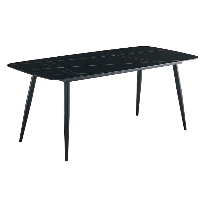 Sintered Stone Dining Table Simple Style 4 Legs Base Rectangle Table for Home Black Without Chairs Clearhalo ' dining_table' 'Dining Tables & Seating' 'Dining Tables' 'furn' 'furn_dining_table' 'Furniture' 'furniture_dining_table' 'Kitchen & Dining Furniture' 'kitchen&dining_furn' 'kitchen' 'kitchen_dining_table' 4238689