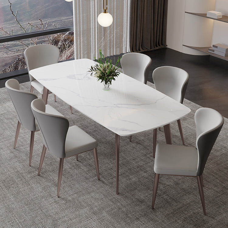 Modern Scratch Resistant Dining Table Sintered Stone Rectangle Table with 4 Legs Base Clearhalo ' dining_table' 'Dining Tables & Seating' 'Dining Tables' 'Furniture' 'furniture_dining_table' 'Kitchen & Dining Furniture' 'kitchen&dining_furn' 'kitchen' 'kitchen_dining_table' 4238698