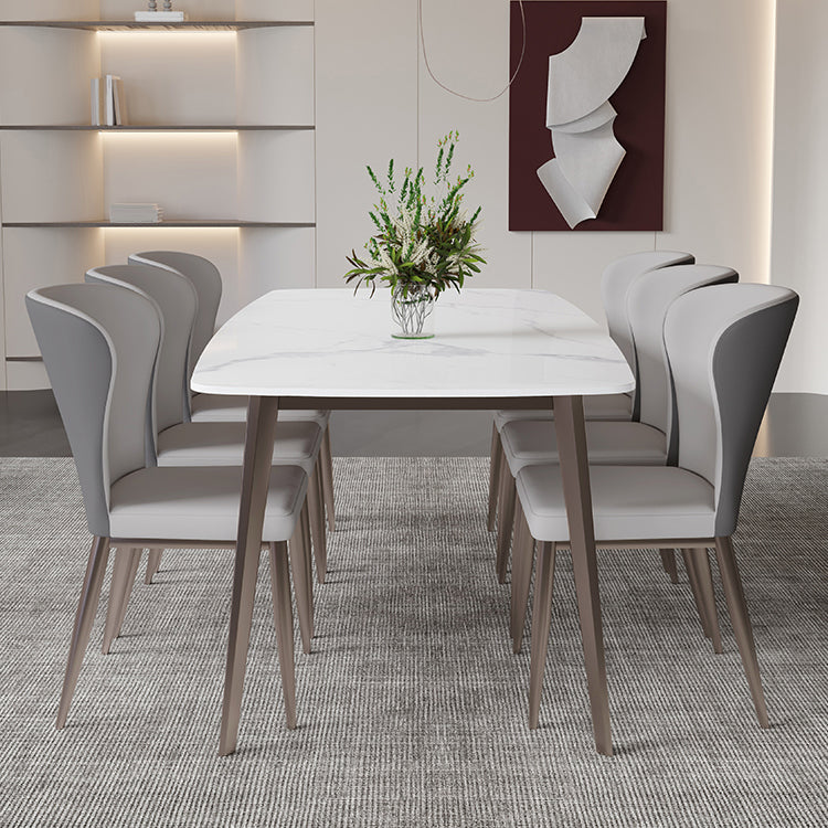 Modern Scratch Resistant Dining Table Sintered Stone Rectangle Table with 4 Legs Base Clearhalo ' dining_table' 'Dining Tables & Seating' 'Dining Tables' 'Furniture' 'furniture_dining_table' 'Kitchen & Dining Furniture' 'kitchen&dining_furn' 'kitchen' 'kitchen_dining_table' 4238699