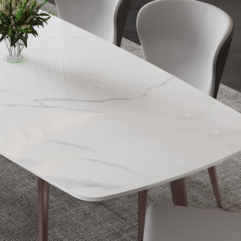 Modern Scratch Resistant Dining Table Sintered Stone Rectangle Table with 4 Legs Base Clearhalo ' dining_table' 'Dining Tables & Seating' 'Dining Tables' 'Furniture' 'furniture_dining_table' 'Kitchen & Dining Furniture' 'kitchen&dining_furn' 'kitchen' 'kitchen_dining_table' 4238703