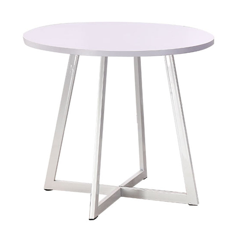 Metal Contemporary Dining Table Indoor Round Table for Kitchen White Without Chairs Clearhalo ' dining_table' 'Dining Tables & Seating' 'Dining Tables' 'furn' 'furn_dining_table' 'Furniture' 'furniture_dining_table' 'Kitchen & Dining Furniture' 'kitchen&dining_furn' 'kitchen' 'kitchen_dining_table' 4238731