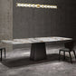Luxury Style Sintered Stone Table Single Pedestal Base Rectangle Table for Home Clearhalo ' dining_table' 'Dining Tables & Seating' 'Dining Tables' 'furn' 'furn_dining_table' 'Furniture' 'furniture_dining_table' 'Kitchen & Dining Furniture' 'kitchen&dining_furn' 'kitchen' 'kitchen_dining_table' 4238743