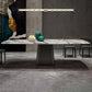Luxury Style Sintered Stone Table Single Pedestal Base Rectangle Table for Home Clearhalo ' dining_table' 'Dining Tables & Seating' 'Dining Tables' 'furn' 'furn_dining_table' 'Furniture' 'furniture_dining_table' 'Kitchen & Dining Furniture' 'kitchen&dining_furn' 'kitchen' 'kitchen_dining_table' 4238750