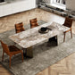 Rectangle Traditional Luxury Table Sintered Stone Table with Gold Double Pedestal Clearhalo ' dining_table' 'Dining Tables & Seating' 'Dining Tables' 'furn' 'furn_dining_table' 'Furniture' 'furniture_dining_table' 'Kitchen & Dining Furniture' 'kitchen&dining_furn' 'kitchen' 'kitchen_dining_table' 4238771