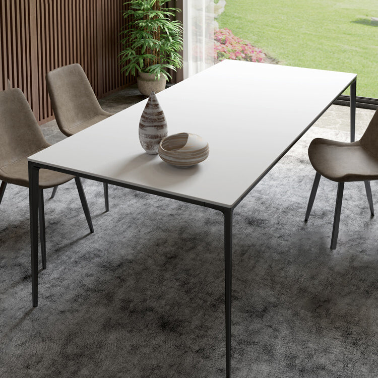 Sintered Stone Industrial Style Table 4 Legs Base Rectangle Dining Table for Home Clearhalo ' dining_table' 'Dining Tables & Seating' 'Dining Tables' 'furn' 'furn_dining_table' 'Furniture' 'furniture_dining_table' 'Kitchen & Dining Furniture' 'kitchen&dining_furn' 'kitchen' 'kitchen_dining_table' 4238782