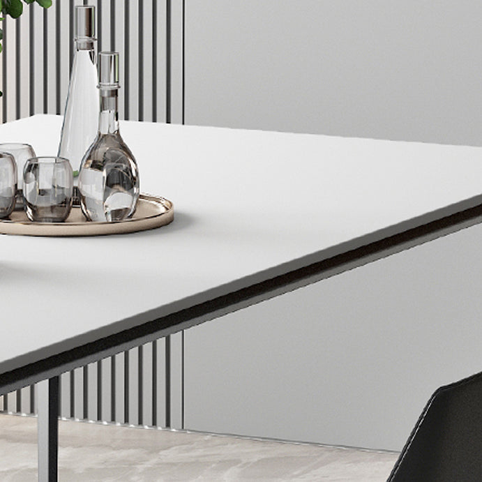 Sintered Stone Industrial Style Table 4 Legs Base Rectangle Dining Table for Home Clearhalo ' dining_table' 'Dining Tables & Seating' 'Dining Tables' 'furn' 'furn_dining_table' 'Furniture' 'furniture_dining_table' 'Kitchen & Dining Furniture' 'kitchen&dining_furn' 'kitchen' 'kitchen_dining_table' 4238784