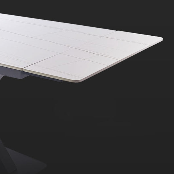 Contemporary Rectangle Dining Room Table Sintered Stone Table with Black Pedestal Base Clearhalo ' dining_table' 'Dining Tables & Seating' 'Dining Tables' 'furn' 'furn_dining_table' 'Furniture' 'furniture_dining_table' 'Kitchen & Dining Furniture' 'kitchen&dining_furn' 'kitchen' 'kitchen_dining_table' 4238798
