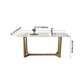 Contemporary Rectangle Dining Room Table White Sintered Stone Table with Gold Trestle Base Clearhalo ' dining_table' 'Dining Tables & Seating' 'Dining Tables' 'furn' 'furn_dining_table' 'Furniture' 'furniture_dining_table' 'Kitchen & Dining Furniture' 'kitchen&dining_furn' 'kitchen' 'kitchen_dining_table' 4238814