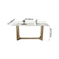Contemporary Rectangle Dining Room Table White Sintered Stone Table with Gold Trestle Base Clearhalo ' dining_table' 'Dining Tables & Seating' 'Dining Tables' 'furn' 'furn_dining_table' 'Furniture' 'furniture_dining_table' 'Kitchen & Dining Furniture' 'kitchen&dining_furn' 'kitchen' 'kitchen_dining_table' 4238815