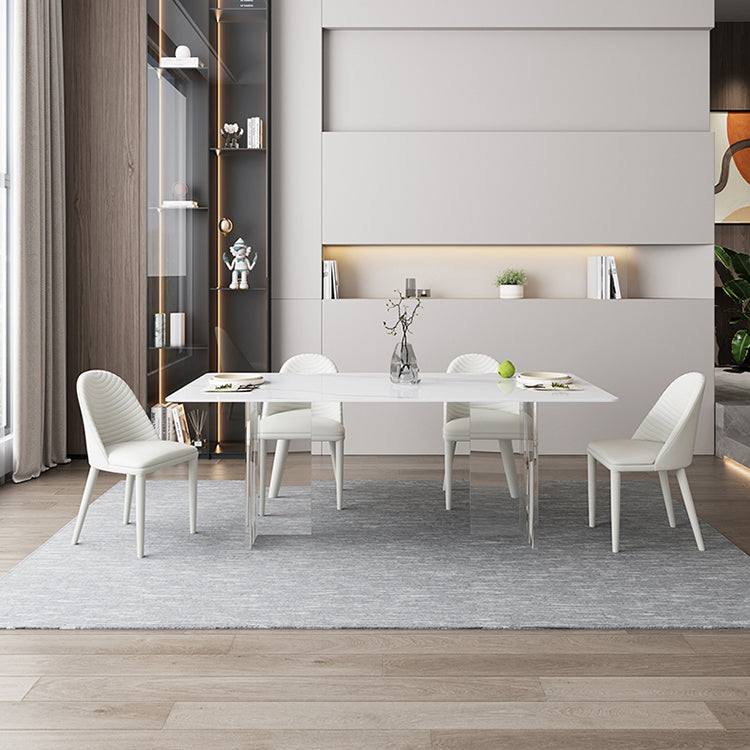 Modern White Dining Table Rectangle Sintered Stone Dining Table with Acrylic Base Clearhalo ' dining_table' 'Dining Tables & Seating' 'Dining Tables' 'furn' 'furn_dining_table' 'Furniture' 'furniture_dining_table' 'Kitchen & Dining Furniture' 'kitchen&dining_furn' 'kitchen' 'kitchen_dining_table' 4238831