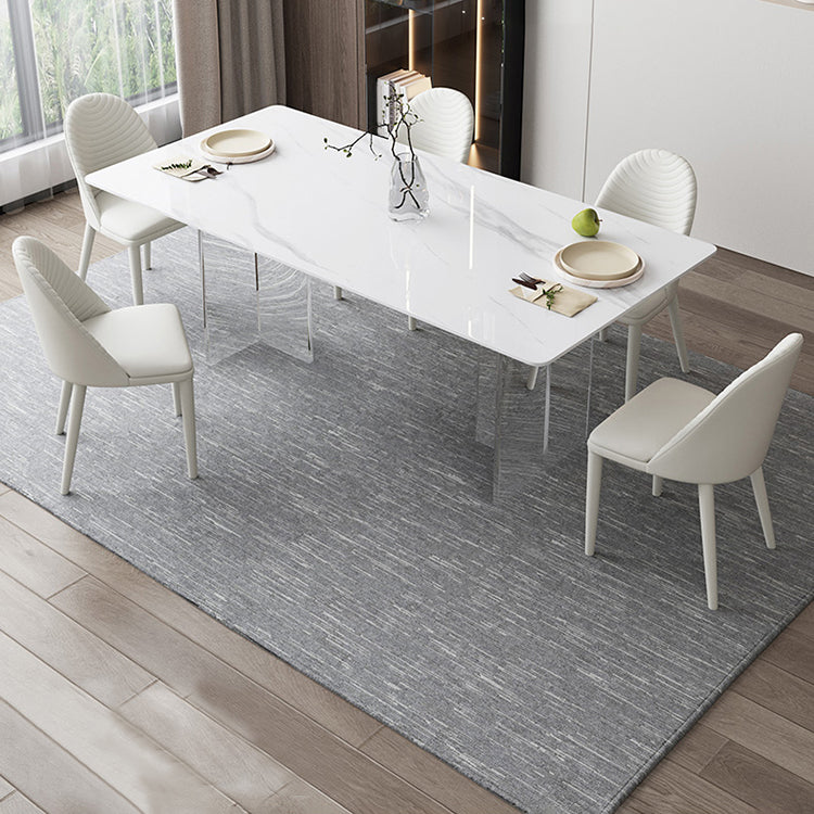 Modern White Dining Table Rectangle Sintered Stone Dining Table with Acrylic Base Clearhalo ' dining_table' 'Dining Tables & Seating' 'Dining Tables' 'furn' 'furn_dining_table' 'Furniture' 'furniture_dining_table' 'Kitchen & Dining Furniture' 'kitchen&dining_furn' 'kitchen' 'kitchen_dining_table' 4238833