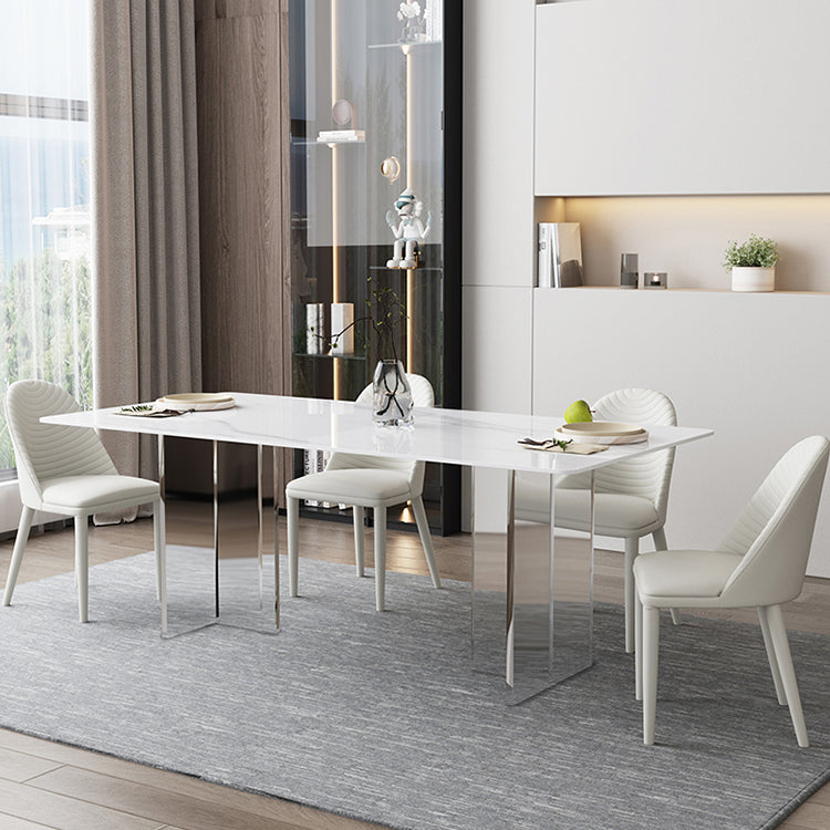 Modern White Dining Table Rectangle Sintered Stone Dining Table with Acrylic Base Clearhalo ' dining_table' 'Dining Tables & Seating' 'Dining Tables' 'furn' 'furn_dining_table' 'Furniture' 'furniture_dining_table' 'Kitchen & Dining Furniture' 'kitchen&dining_furn' 'kitchen' 'kitchen_dining_table' 4238840
