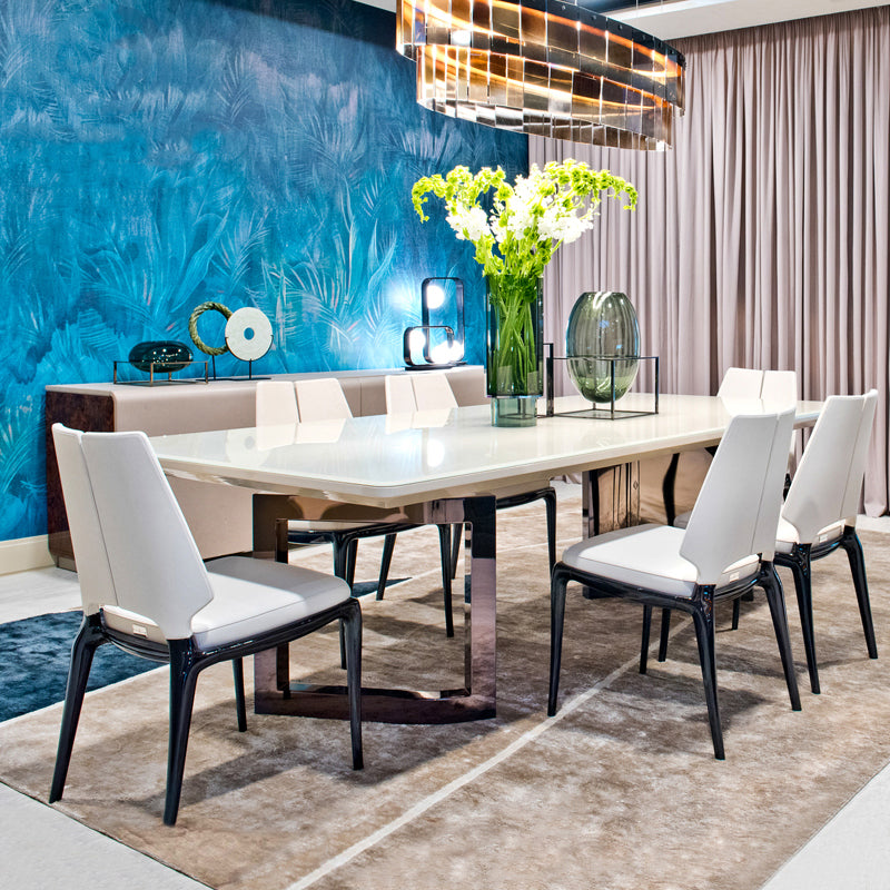 Rectangle Traditional Luxury Dining Table Sintered Stone Table with Gold Double Pedestal White Without Chairs Clearhalo ' dining_table' 'Dining Tables & Seating' 'Dining Tables' 'furn' 'furn_dining_table' 'Furniture' 'furniture_dining_table' 'Kitchen & Dining Furniture' 'kitchen&dining_furn' 'kitchen' 'kitchen_dining_table' 4238845