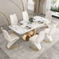 Traditional Luxury Dining Table Sintered Stone Rectangle Dining Table with Gold Frame Clearhalo ' dining_table' 'Dining Tables & Seating' 'Dining Tables' 'furn' 'furn_dining_table' 'Furniture' 'furniture_dining_table' 'Kitchen & Dining Furniture' 'kitchen&dining_furn' 'kitchen' 'kitchen_dining_table' 4238856