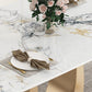 Traditional Luxury Dining Table Sintered Stone Rectangle Dining Table with Gold Frame Clearhalo ' dining_table' 'Dining Tables & Seating' 'Dining Tables' 'furn' 'furn_dining_table' 'Furniture' 'furniture_dining_table' 'Kitchen & Dining Furniture' 'kitchen&dining_furn' 'kitchen' 'kitchen_dining_table' 4238861