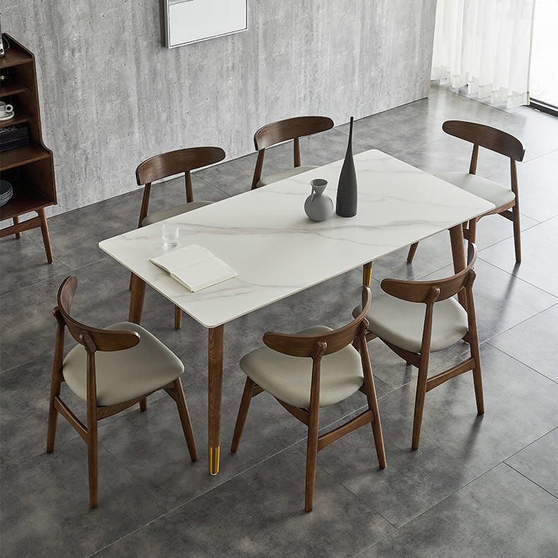 Traditional Luxury Dining Table Rectangle Sintered Stone Dining Table with Solid Wood Base Clearhalo ' dining_table' 'Dining Tables & Seating' 'Dining Tables' 'furn' 'furn_dining_table' 'Furniture' 'furniture_dining_table' 'Kitchen & Dining Furniture' 'kitchen&dining_furn' 'kitchen' 'kitchen_dining_table' 4238893