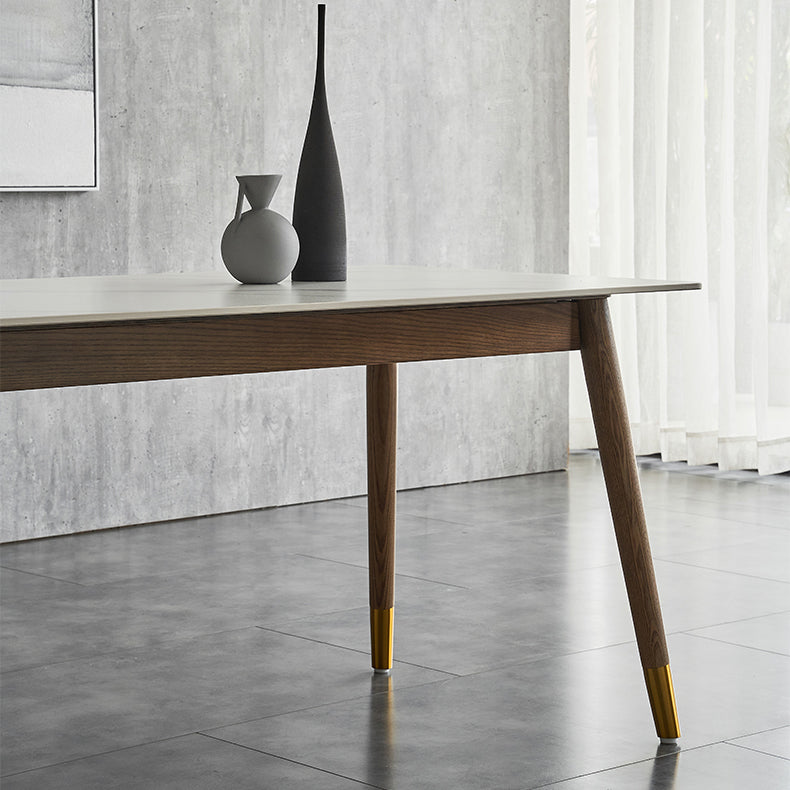 Traditional Luxury Dining Table Rectangle Sintered Stone Dining Table with Solid Wood Base Clearhalo ' dining_table' 'Dining Tables & Seating' 'Dining Tables' 'furn' 'furn_dining_table' 'Furniture' 'furniture_dining_table' 'Kitchen & Dining Furniture' 'kitchen&dining_furn' 'kitchen' 'kitchen_dining_table' 4238896