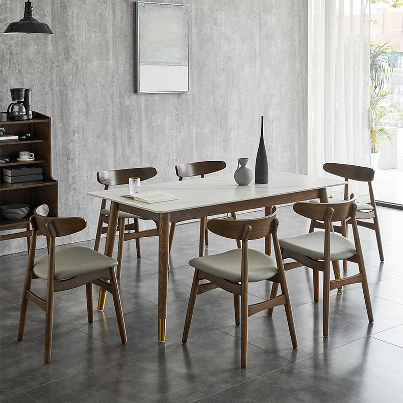 Traditional Luxury Dining Table Rectangle Sintered Stone Dining Table with Solid Wood Base Clearhalo ' dining_table' 'Dining Tables & Seating' 'Dining Tables' 'furn' 'furn_dining_table' 'Furniture' 'furniture_dining_table' 'Kitchen & Dining Furniture' 'kitchen&dining_furn' 'kitchen' 'kitchen_dining_table' 4238899