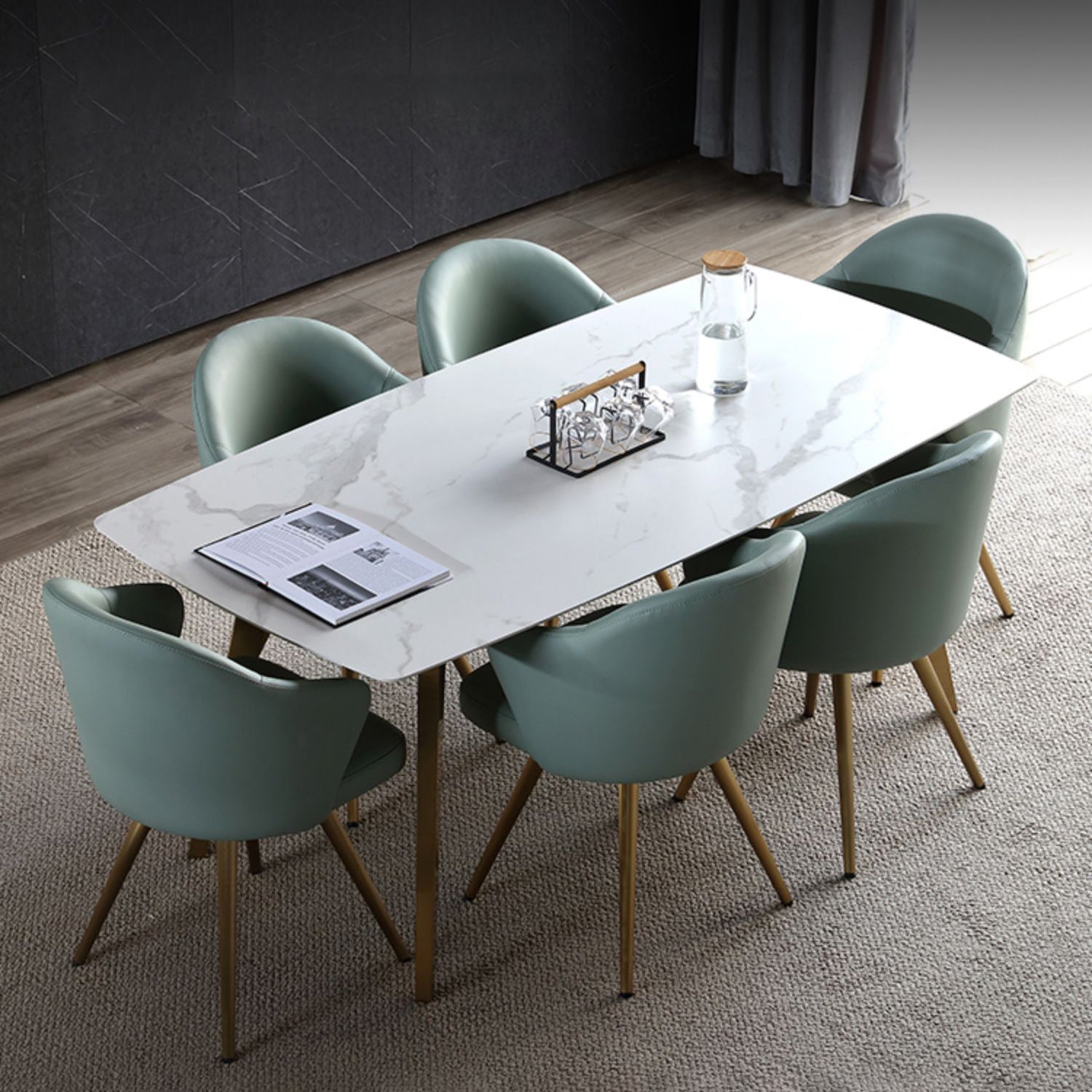 Traditional Luxury Dining Table Sintered Stone 4 Legs Table with Gold Frame Clearhalo ' dining_table' 'Dining Tables & Seating' 'Dining Tables' 'furn' 'furn_dining_table' 'Furniture' 'furniture_dining_table' 'Kitchen & Dining Furniture' 'kitchen&dining_furn' 'kitchen' 'kitchen_dining_table' 4238921