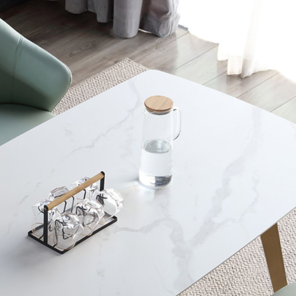 Traditional Luxury Dining Table Sintered Stone 4 Legs Table with Gold Frame Clearhalo ' dining_table' 'Dining Tables & Seating' 'Dining Tables' 'furn' 'furn_dining_table' 'Furniture' 'furniture_dining_table' 'Kitchen & Dining Furniture' 'kitchen&dining_furn' 'kitchen' 'kitchen_dining_table' 4238926