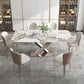 Traditional Luxury Dining Table Rectangle Sintered Stone Top Table with Metal Base Clearhalo ' dining_table' 'Dining Tables & Seating' 'Dining Tables' 'furn' 'furn_dining_table' 'Furniture' 'furniture_dining_table' 'Kitchen & Dining Furniture' 'kitchen&dining_furn' 'kitchen' 'kitchen_dining_table' 4238939