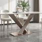 Traditional Luxury Dining Table Rectangle Sintered Stone Top Table with Metal Base Clearhalo ' dining_table' 'Dining Tables & Seating' 'Dining Tables' 'furn' 'furn_dining_table' 'Furniture' 'furniture_dining_table' 'Kitchen & Dining Furniture' 'kitchen&dining_furn' 'kitchen' 'kitchen_dining_table' 4238941