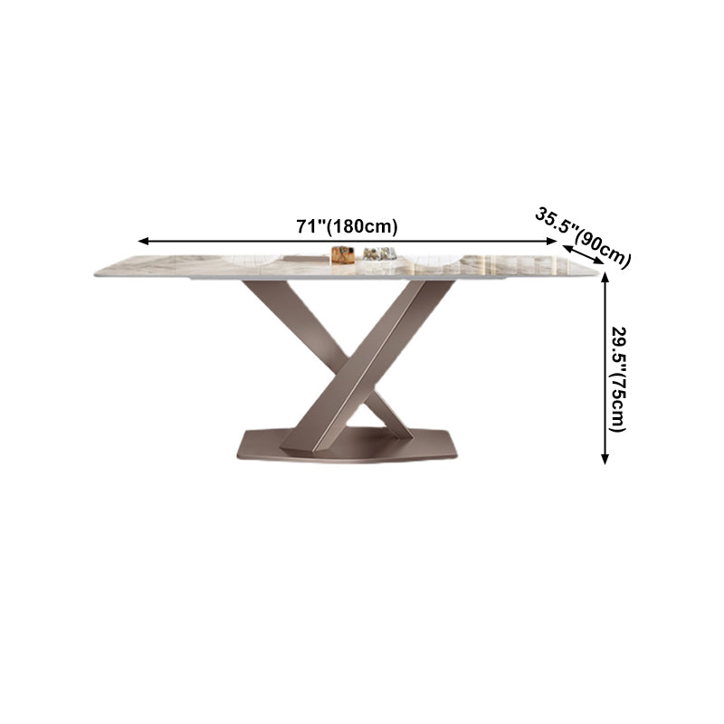 Traditional Luxury Dining Table Rectangle Sintered Stone Top Table with Metal Base Clearhalo ' dining_table' 'Dining Tables & Seating' 'Dining Tables' 'furn' 'furn_dining_table' 'Furniture' 'furniture_dining_table' 'Kitchen & Dining Furniture' 'kitchen&dining_furn' 'kitchen' 'kitchen_dining_table' 4238947