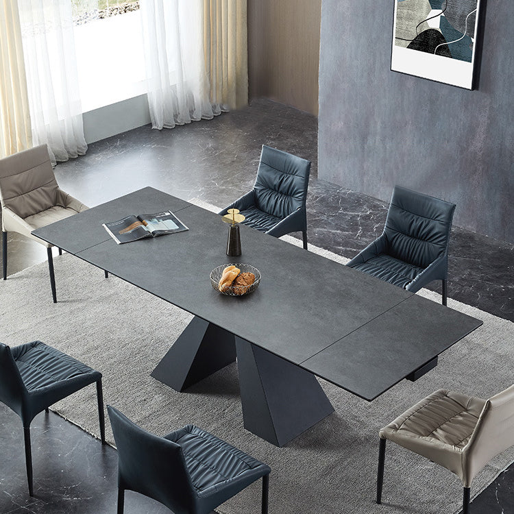 Modern Gray Dining Table Rectangle Sintered Stone Dining Table with Metal Base Clearhalo ' dining_table' 'Dining Tables & Seating' 'Dining Tables' 'furn' 'furn_dining_table' 'Furniture' 'furniture_dining_table' 'Kitchen & Dining Furniture' 'kitchen&dining_furn' 'kitchen' 'kitchen_dining_table' 4238963