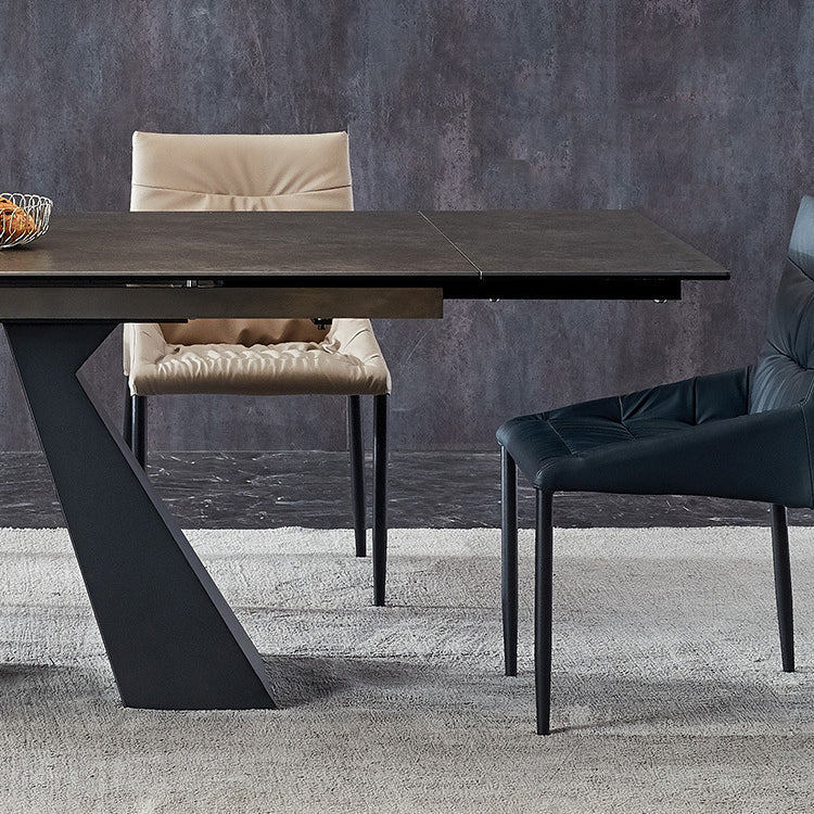 Modern Gray Dining Table Rectangle Sintered Stone Dining Table with Metal Base Clearhalo ' dining_table' 'Dining Tables & Seating' 'Dining Tables' 'furn' 'furn_dining_table' 'Furniture' 'furniture_dining_table' 'Kitchen & Dining Furniture' 'kitchen&dining_furn' 'kitchen' 'kitchen_dining_table' 4238966
