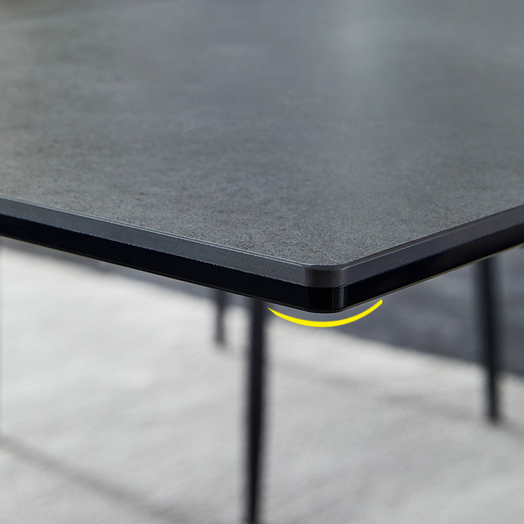 Modern Gray Dining Table Rectangle Sintered Stone Dining Table with Metal Base Clearhalo ' dining_table' 'Dining Tables & Seating' 'Dining Tables' 'furn' 'furn_dining_table' 'Furniture' 'furniture_dining_table' 'Kitchen & Dining Furniture' 'kitchen&dining_furn' 'kitchen' 'kitchen_dining_table' 4238967