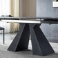 Modern Gray Dining Table Rectangle Sintered Stone Dining Table with Metal Base Clearhalo ' dining_table' 'Dining Tables & Seating' 'Dining Tables' 'furn' 'furn_dining_table' 'Furniture' 'furniture_dining_table' 'Kitchen & Dining Furniture' 'kitchen&dining_furn' 'kitchen' 'kitchen_dining_table' 4238968