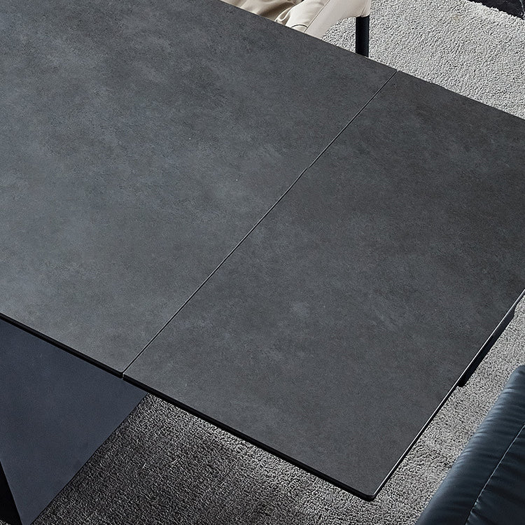 Modern Gray Dining Table Rectangle Sintered Stone Dining Table with Metal Base Clearhalo ' dining_table' 'Dining Tables & Seating' 'Dining Tables' 'furn' 'furn_dining_table' 'Furniture' 'furniture_dining_table' 'Kitchen & Dining Furniture' 'kitchen&dining_furn' 'kitchen' 'kitchen_dining_table' 4238969