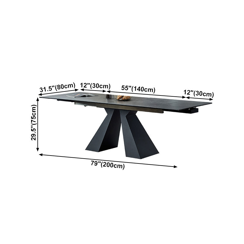 Modern Gray Dining Table Rectangle Sintered Stone Dining Table with Metal Base Clearhalo ' dining_table' 'Dining Tables & Seating' 'Dining Tables' 'furn' 'furn_dining_table' 'Furniture' 'furniture_dining_table' 'Kitchen & Dining Furniture' 'kitchen&dining_furn' 'kitchen' 'kitchen_dining_table' 4238970