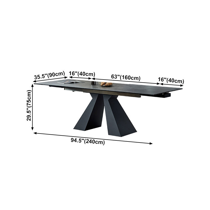 Modern Gray Dining Table Rectangle Sintered Stone Dining Table with Metal Base Clearhalo ' dining_table' 'Dining Tables & Seating' 'Dining Tables' 'furn' 'furn_dining_table' 'Furniture' 'furniture_dining_table' 'Kitchen & Dining Furniture' 'kitchen&dining_furn' 'kitchen' 'kitchen_dining_table' 4238971