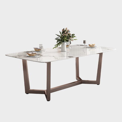 Traditional Luxury Dining Table Rectangle Sintered Stone Trestle Base Table Without Chairs Clearhalo ' dining_table' 'Dining Tables & Seating' 'Dining Tables' 'furn' 'furn_dining_table' 'Furniture' 'furniture_dining_table' 'Kitchen & Dining Furniture' 'kitchen&dining_furn' 'kitchen' 'kitchen_dining_table' 4238976