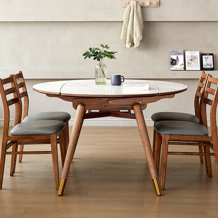 Modern White Round Dining Table Sintered Stone Kitchen Dining Table with 4 Legs Base Clearhalo ' dining_table' 'Dining Tables & Seating' 'Dining Tables' 'furn' 'furn_dining_table' 'Furniture' 'furniture_dining_table' 'Kitchen & Dining Furniture' 'kitchen&dining_furn' 'kitchen' 'kitchen_dining_table' 4239014