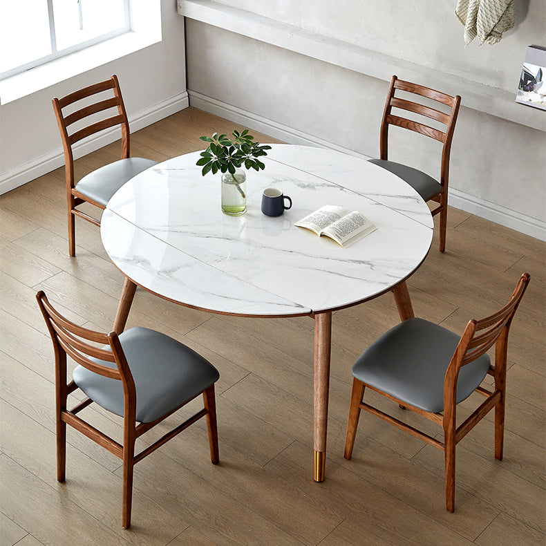 Modern White Round Dining Table Sintered Stone Kitchen Dining Table with 4 Legs Base Clearhalo ' dining_table' 'Dining Tables & Seating' 'Dining Tables' 'furn' 'furn_dining_table' 'Furniture' 'furniture_dining_table' 'Kitchen & Dining Furniture' 'kitchen&dining_furn' 'kitchen' 'kitchen_dining_table' 4239022