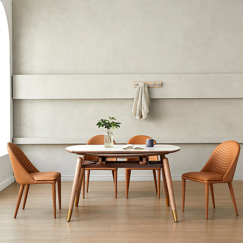 Modern White Round Dining Table Sintered Stone Kitchen Dining Table with 4 Legs Base Clearhalo ' dining_table' 'Dining Tables & Seating' 'Dining Tables' 'furn' 'furn_dining_table' 'Furniture' 'furniture_dining_table' 'Kitchen & Dining Furniture' 'kitchen&dining_furn' 'kitchen' 'kitchen_dining_table' 4239024