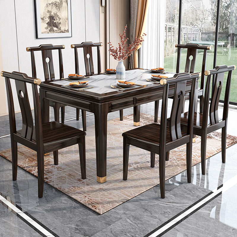 54.3"L x 33.5"W x 29.5"H Rectangle 4 Legs Luxury Table Fixed Table for Dining Room Clearhalo ' dining_table' 'Dining Tables & Seating' 'Dining Tables' 'furn' 'furn_dining_table' 'Furniture' 'furniture_dining_table' 'Kitchen & Dining Furniture' 'kitchen&dining_furn' 'kitchen' 'kitchen_dining_table' 4239062