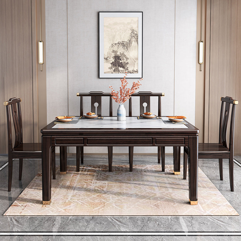54.3"L x 33.5"W x 29.5"H Rectangle 4 Legs Luxury Table Fixed Table for Dining Room Clearhalo ' dining_table' 'Dining Tables & Seating' 'Dining Tables' 'furn' 'furn_dining_table' 'Furniture' 'furniture_dining_table' 'Kitchen & Dining Furniture' 'kitchen&dining_furn' 'kitchen' 'kitchen_dining_table' 4239063