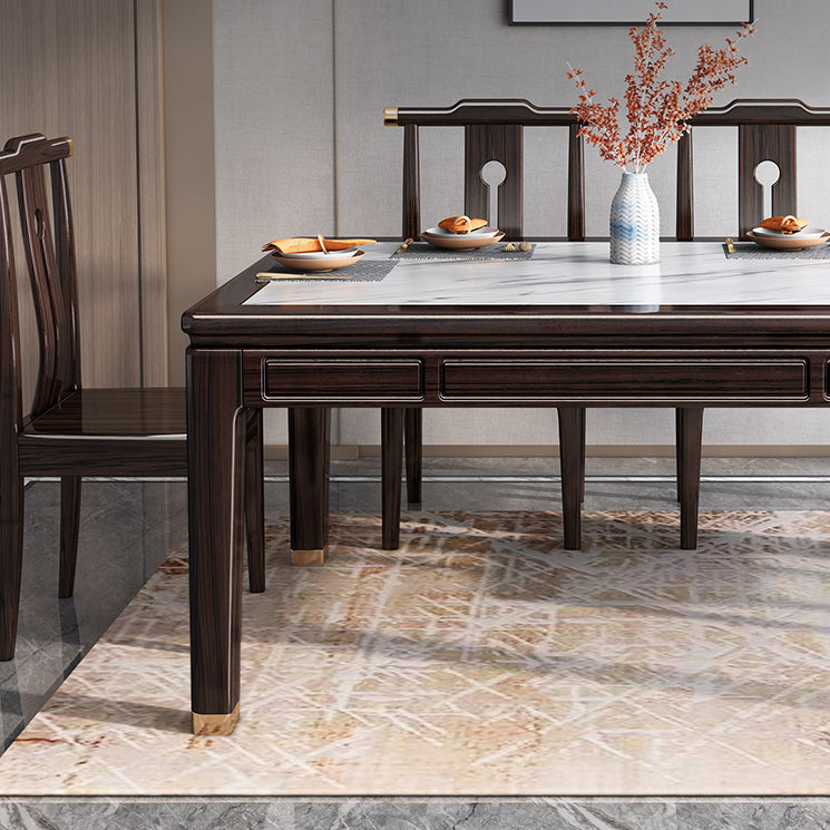 54.3"L x 33.5"W x 29.5"H Rectangle 4 Legs Luxury Table Fixed Table for Dining Room Clearhalo ' dining_table' 'Dining Tables & Seating' 'Dining Tables' 'furn' 'furn_dining_table' 'Furniture' 'furniture_dining_table' 'Kitchen & Dining Furniture' 'kitchen&dining_furn' 'kitchen' 'kitchen_dining_table' 4239067