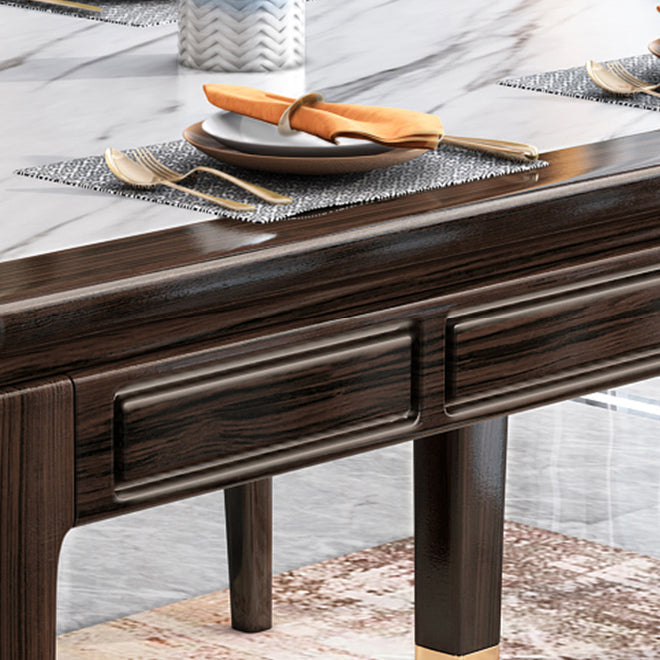 54.3"L x 33.5"W x 29.5"H Rectangle 4 Legs Luxury Table Fixed Table for Dining Room Clearhalo ' dining_table' 'Dining Tables & Seating' 'Dining Tables' 'furn' 'furn_dining_table' 'Furniture' 'furniture_dining_table' 'Kitchen & Dining Furniture' 'kitchen&dining_furn' 'kitchen' 'kitchen_dining_table' 4239069