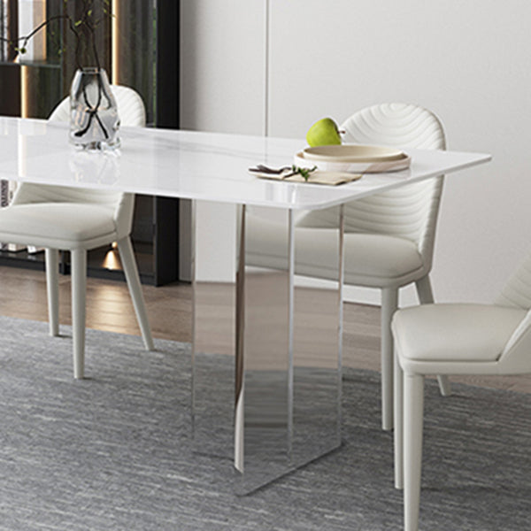 Modern White Dining Table Rectangle Sintered Stone Dining Table with Acrylic Legs Clearhalo ' dining_table' 'Dining Tables & Seating' 'Dining Tables' 'furn' 'furn_dining_table' 'Furniture' 'furniture_dining_table' 'Kitchen & Dining Furniture' 'kitchen&dining_furn' 'kitchen' 'kitchen_dining_table' 4239080