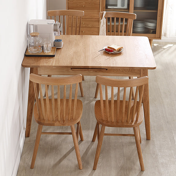 Rectangle 4 Legs Dining Table Wood Color Extendable Table with Oakwood Solid Wood Clearhalo ' dining_table' 'Dining Tables & Seating' 'Dining Tables' 'furn' 'furn_dining_table' 'Furniture' 'furniture_dining_table' 'Kitchen & Dining Furniture' 'kitchen&dining_furn' 'kitchen' 'kitchen_dining_table' 4239088