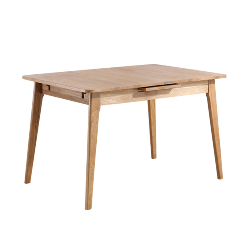 Rectangle 4 Legs Dining Table Wood Color Extendable Table with Oakwood Solid Wood Clearhalo ' dining_table' 'Dining Tables & Seating' 'Dining Tables' 'furn' 'furn_dining_table' 'Furniture' 'furniture_dining_table' 'Kitchen & Dining Furniture' 'kitchen&dining_furn' 'kitchen' 'kitchen_dining_table' 4239090