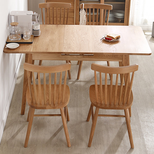 Rectangle 4 Legs Dining Table Wood Color Extendable Table with Oakwood Solid Wood Clearhalo ' dining_table' 'Dining Tables & Seating' 'Dining Tables' 'furn' 'furn_dining_table' 'Furniture' 'furniture_dining_table' 'Kitchen & Dining Furniture' 'kitchen&dining_furn' 'kitchen' 'kitchen_dining_table' 4239094