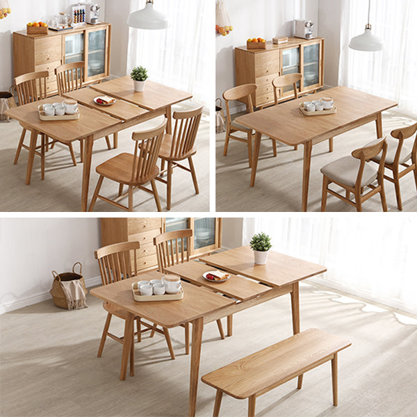 Rectangle 4 Legs Dining Table Wood Color Extendable Table with Oakwood Solid Wood Clearhalo ' dining_table' 'Dining Tables & Seating' 'Dining Tables' 'furn' 'furn_dining_table' 'Furniture' 'furniture_dining_table' 'Kitchen & Dining Furniture' 'kitchen&dining_furn' 'kitchen' 'kitchen_dining_table' 4239096